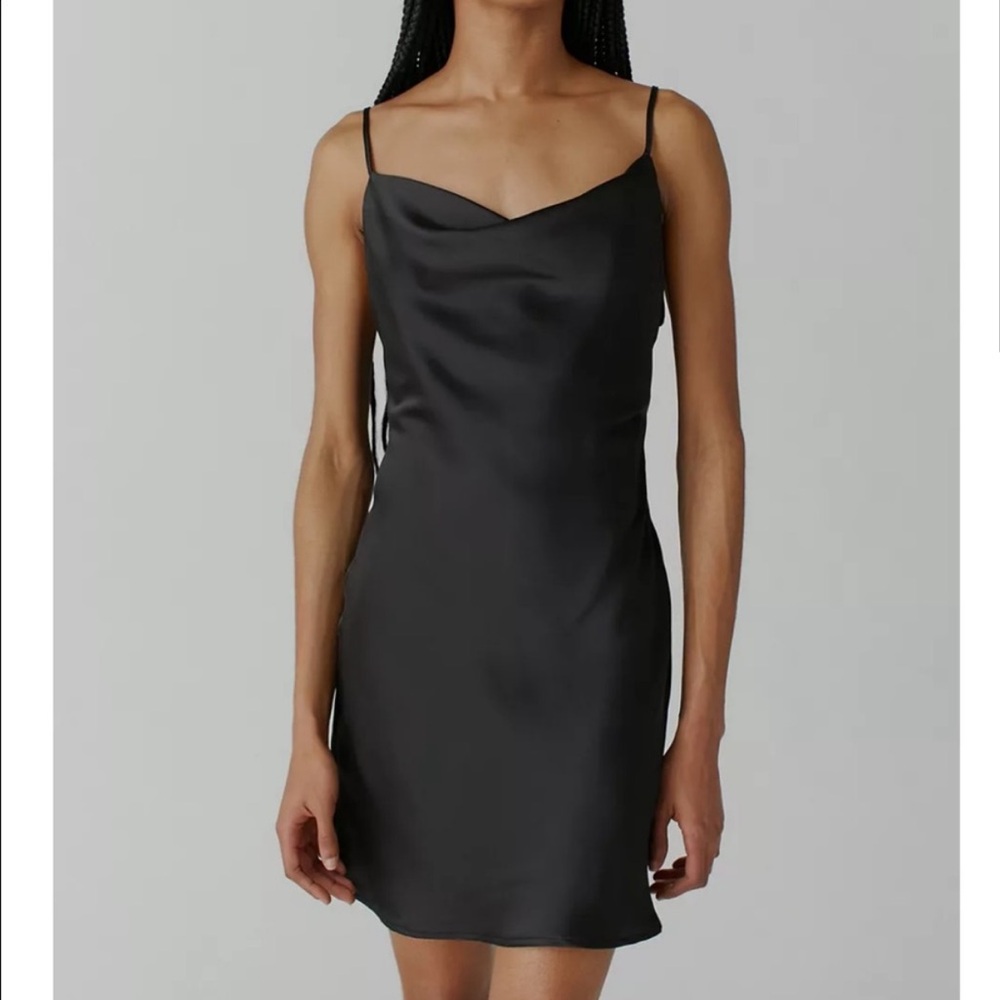 Urban Outfitters Black Silk Slip Dress